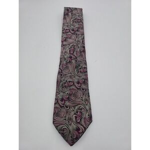 Martin Wong Napa CA Mens Silk Necktie Purple Black Silver Swirl Psychedelic Tie